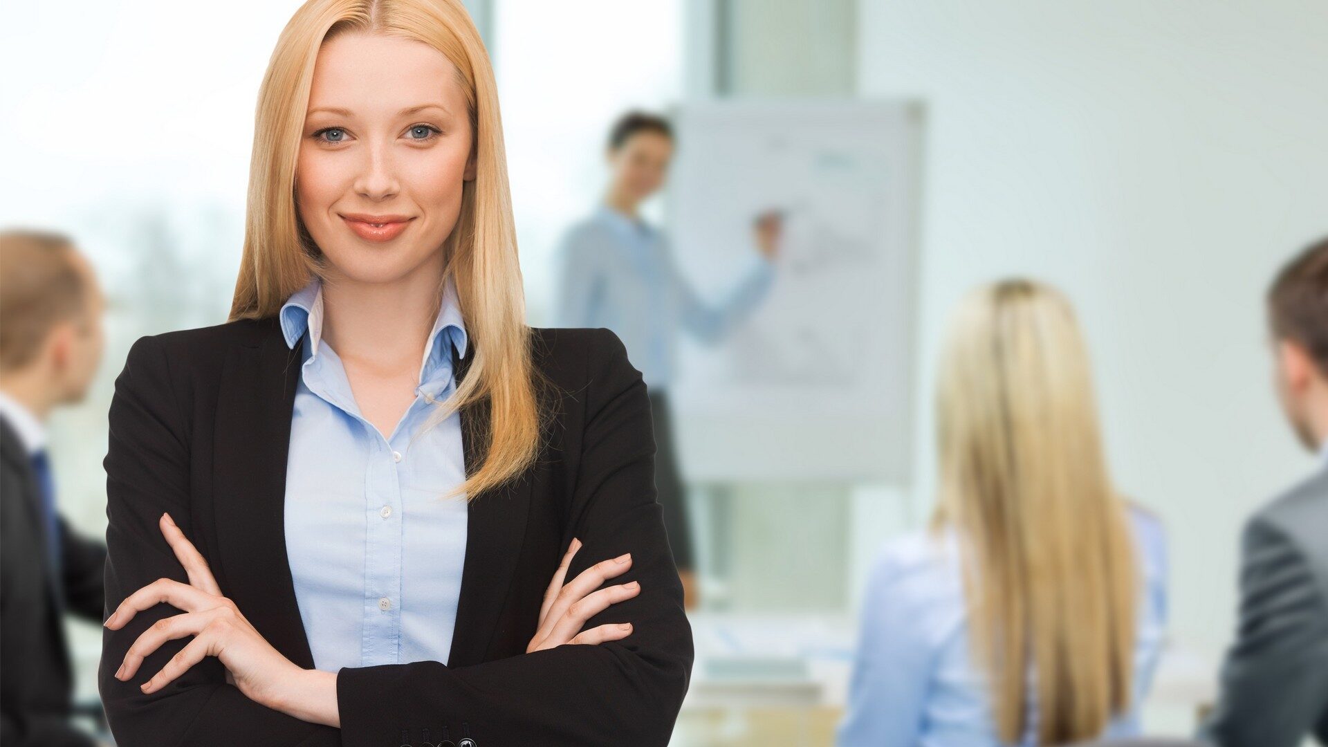 smiling businesswoman at office